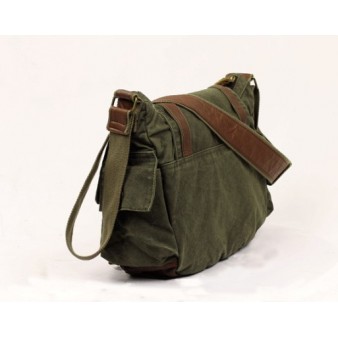 army green canvas shoulder messenger bag