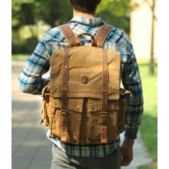 khaki travel backpacks for men