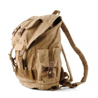 khaki Large cotton canvas backpack