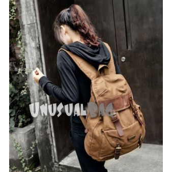 womens leather and canvas rucksack