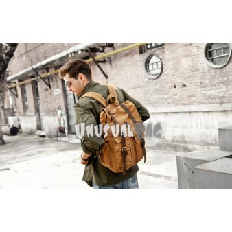 khaki Canvas rucksack backpack for men