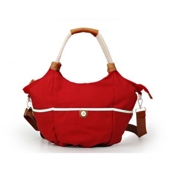 red canvas shoulder bag schoolbag