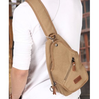 khaki one shoulder messenger bag