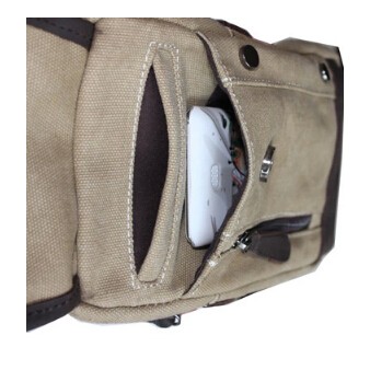 khaki one shoulder backpack