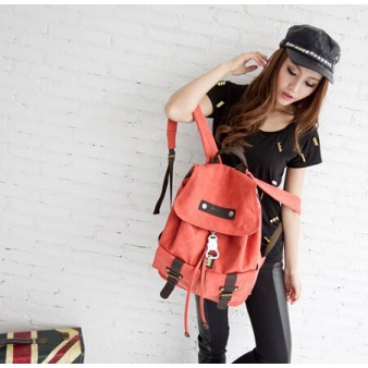 orange Cute canvas backpack for girls