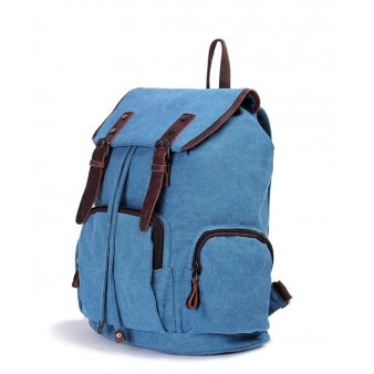 blue canvas rucksack backpack for school