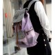 Girls Genuine Leather Canvas Rucksack For College