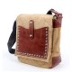 khaki Rivets Genuine Leather Messenger Bags