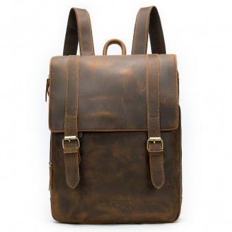 Classic Real Leather Rucksack, 14 Inch Laptop Bag