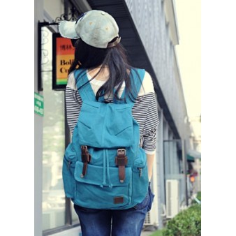 Mens canvas backpack rucksack blue