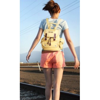 yellow small canvas backpack purse