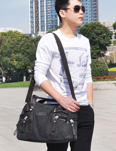 Mens canvas shoulder bag, school handbags - UnusualBag
