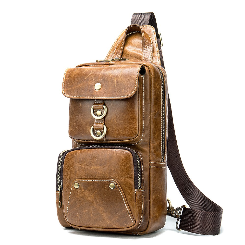 Crossbody Cowhide Bag, Prevalent Leather Chest Pack - UnusualBag